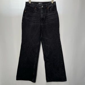 Abercrombie & Fitch Black High Rise Wide Leg Jeans